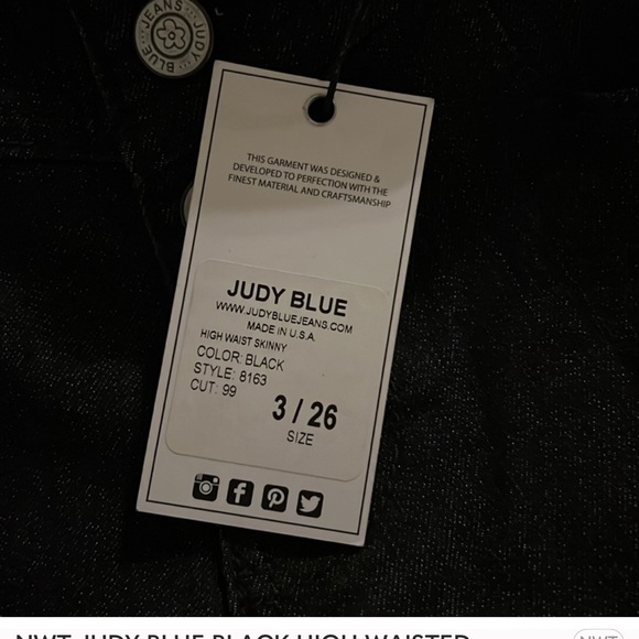 NWT Judy Blue Black High-Waisted Skinny Jeans Size 26 - Picture 10 of 10